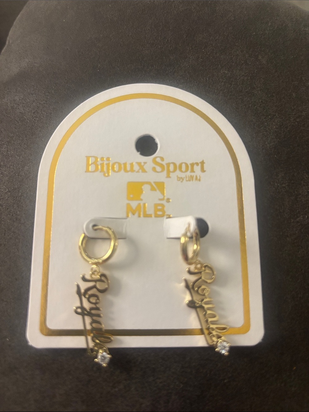 Bijoux Sport Gold 'Royals' Script Hoop Drop Earrings